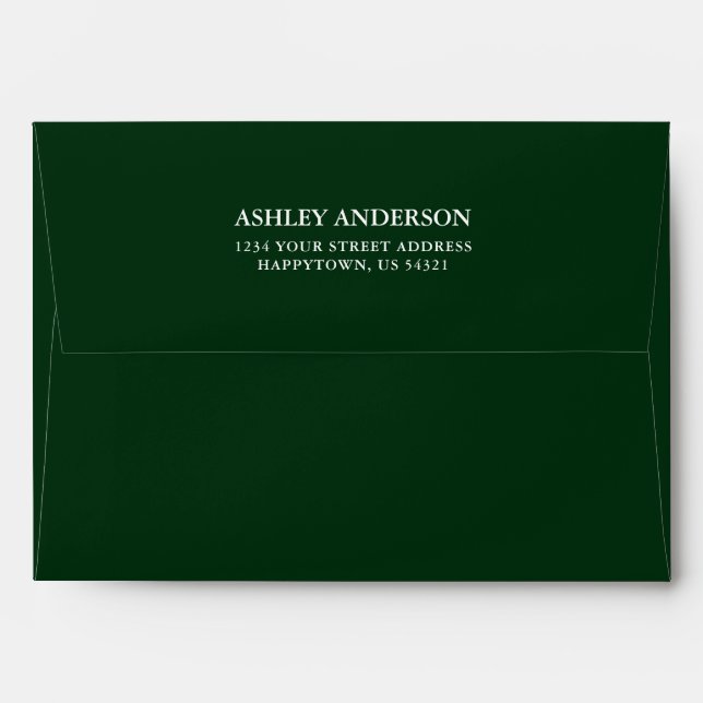 Modern Elegant Emerald Green Wedding Envelope (Back (Top Flap))