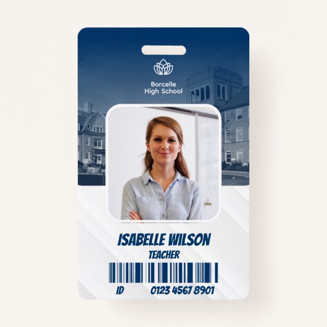 Modern Elegant Employee Photo ID name ID Badge (Front)