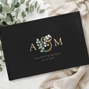 Modern, elegant eucalyptus ampersand wedding    guest book