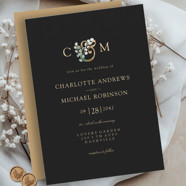 Modern Elegant Eucalyptus Ampersand Wedding Invitation (Modern Elegant Eucalyptus Ampersand Wedding Invitation)
