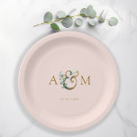 Modern, elegant eucalyptus ampersand wedding paper plate<br><div class="desc">Modern,  elegant eucalyptus ampersand wedding design.
Just edit your product in a few minutes. You can change the font/size/colour and position using "further personalise".</div>