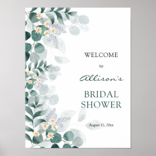 Modern elegant eucalyptus bridal shower welcome  p poster