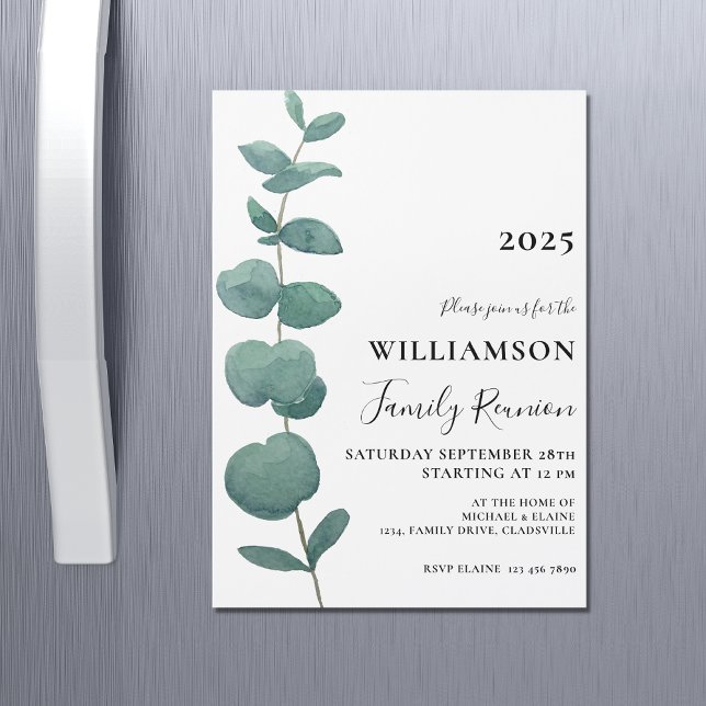 Modern Elegant Eucalyptus Family Reunion  Magnetic Invitation (Creator Uploaded)