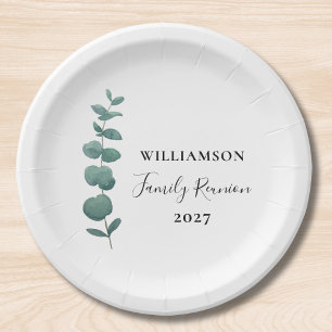 Modern Elegant Eucalyptus Family Reunion Paper Plate