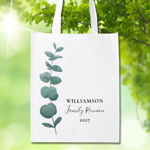 Modern Elegant Eucalyptus Family Reunion  Reusable Grocery Bag
