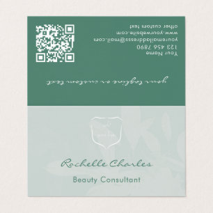 Modern Elegant Eucalyptus Green Add Logo QR Code Business Card