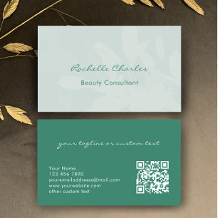 Modern Elegant Eucalyptus Green Beauty Consultant Business Card