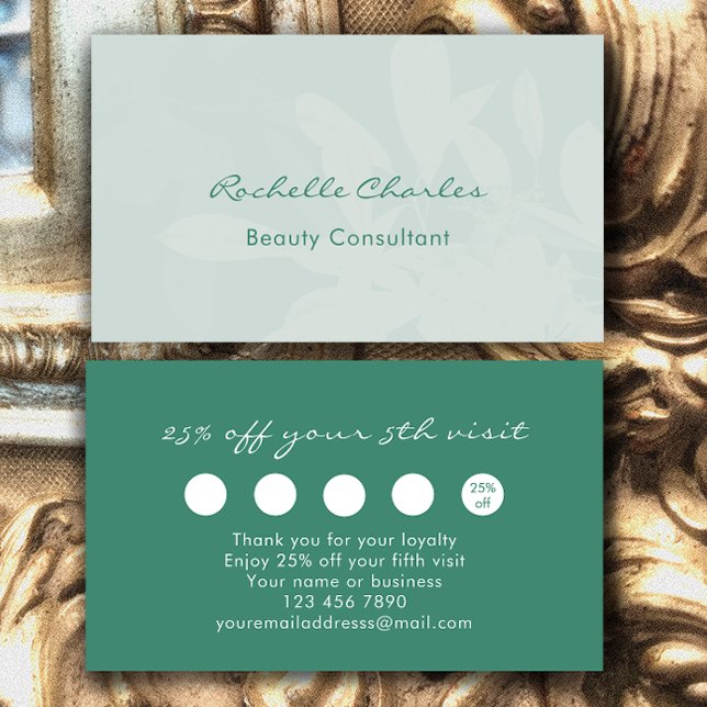 Modern Elegant Eucalyptus Green Beauty Consultant Loyalty Card (Add your name and custom text for a sage green botanical customer loyalty card.
)