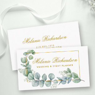 Modern Elegant Eucalyptus Leaves Greenery Gold Business Card