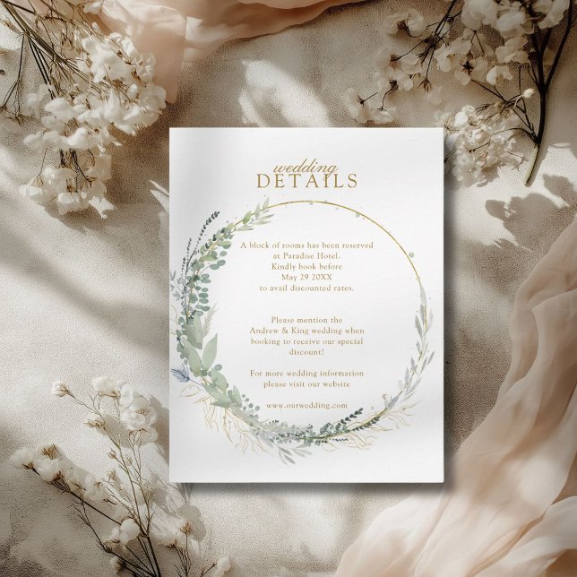 Modern Elegant Eucalyptus Wedding Details RSVP (Modern Elegant Eucalyptus Wedding Details RSVP Card)