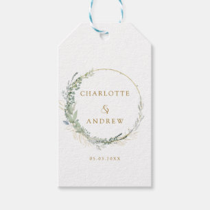 Modern, elegant eucalyptus wedding gift tags