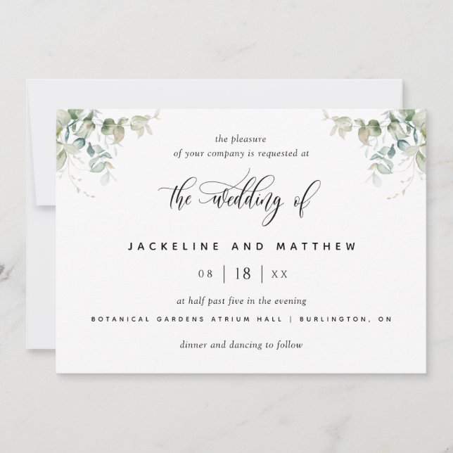 Modern Elegant Eucalyptus Wedding Invitation (Front)