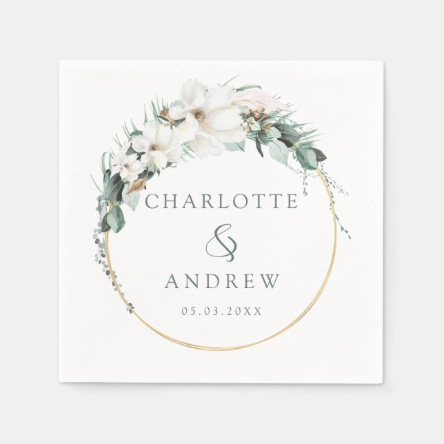 Modern, elegant eucalyptus wedding    napkin (Front)