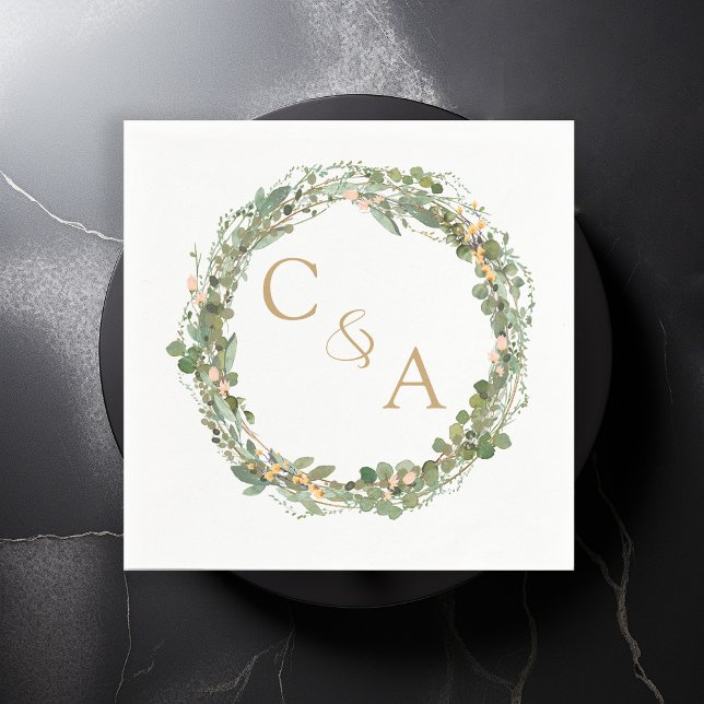 Modern, elegant eucalyptus wedding    napkin (Creator Uploaded)
