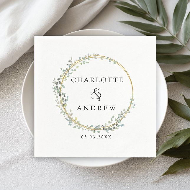 Modern, elegant eucalyptus wedding  napkin (Creator Uploaded)