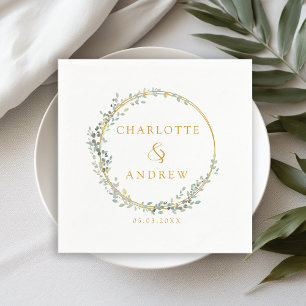 Modern, elegant eucalyptus wedding  napkin