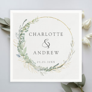 Modern, elegant eucalyptus wedding  napkins