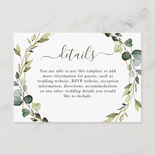 Modern Elegant Eucalyptus Wreath Frame Foliage Enclosure Card (Front)