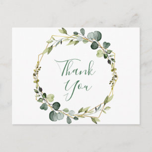 Modern Elegant Eucalyptus Wreath Frame Thank You Postcard