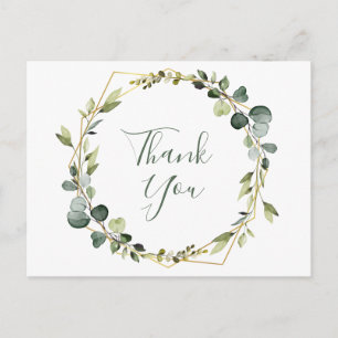 Modern Elegant Eucalyptus Wreath Frame Thank You Postcard