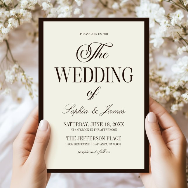 Modern Elegant Expresso Brown Ivory Wedding Invitation (Creator Uploaded)