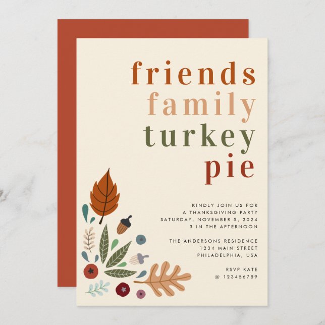 Modern Elegant Fall Autumn Thanksgiving Party Invitation (Front/Back)