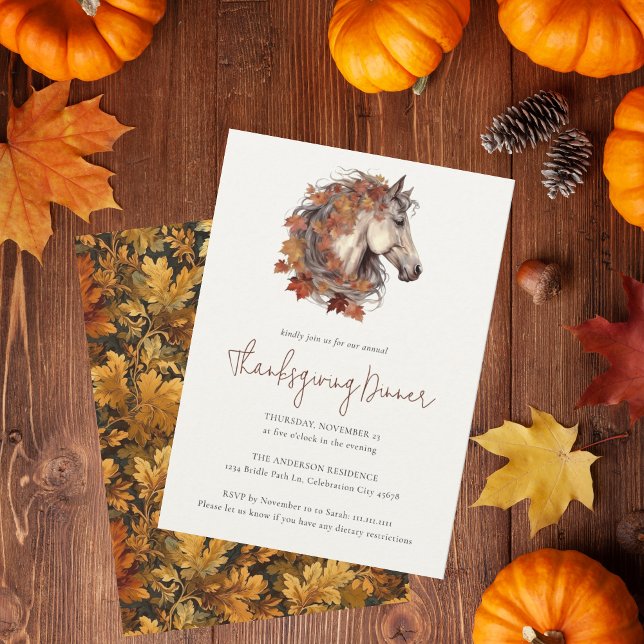 Modern Elegant Fall Horse Equestrian Thanksgiving Invitation (Creator Uploaded)