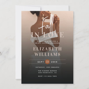 Modern Elegant Fall In Love Photo Bridal Shower  Invitation