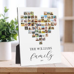 Modern Elegant Family Heart Shaped Photo Collage Plaque<br><div class="desc">Create your own custom family photo collage plaque featuring 63 of your favourite pictures in a heart shaped photo grid style design. Personalise with family name in modern typography for a custom photo gift or home decor.</div>