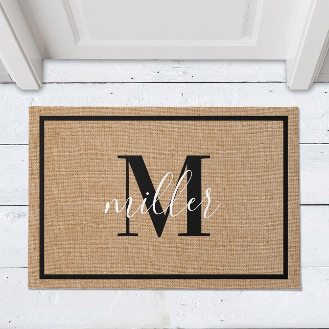 Modern Elegant Family Name Monogram Doormat (Creator Uploaded)