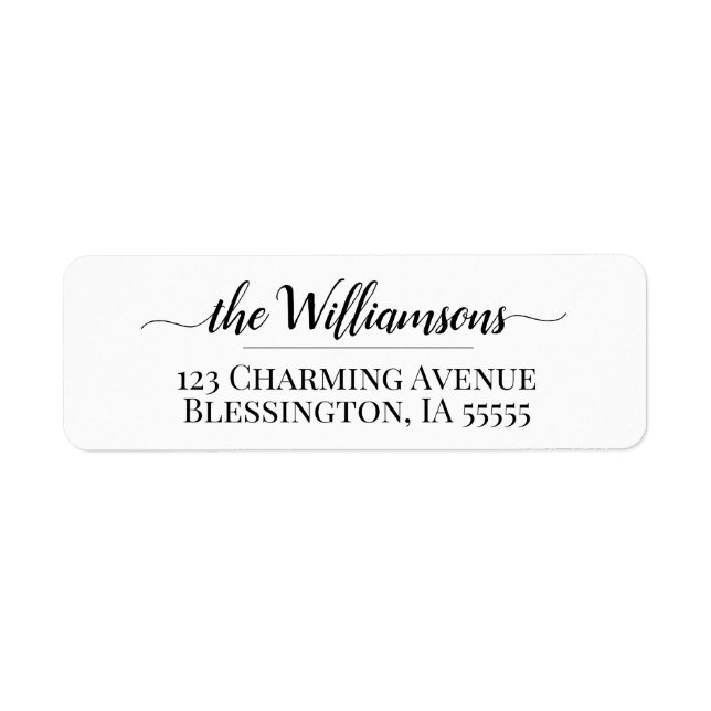 Modern Elegant Family Name Script Return Address Label (Front)