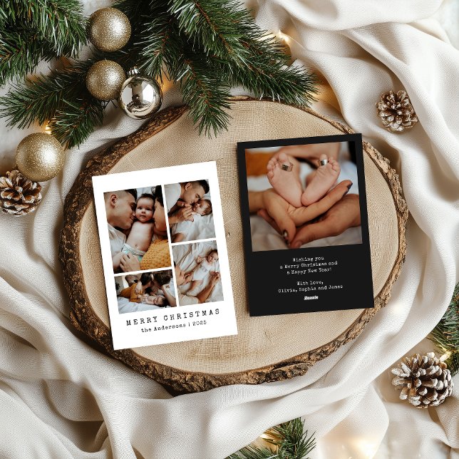 Modern Elegant Family Photo Collage Christmas Holiday Card (Creator Uploaded)