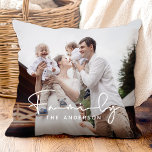 Modern Elegant Family Photo Cushion<br><div class="desc">Cherish family moments with our Modern Elegant Family Photo Throw Pillow,  featuring a stylish design,  modern typography,  and two custom couple photos. Perfect as a wedding anniversary keepsake,  this elegant pillow celebrates the love of family with a modern touch,  making it a beautiful addition to any home!</div>