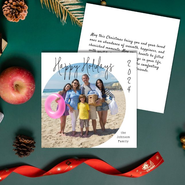 Modern Elegant Family Photo Happy Holidays 2024 Holiday Card (Creator Uploaded)