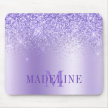 Modern Elegant Fashionable Monogram Purple Glitter
