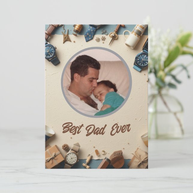 Modern Elegant Father’s Day Card- Message for Dad Holiday Card (Standing Front)