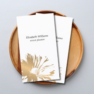 Modern Elegant Faux Gold Floral Event Planner Business Card