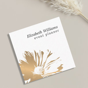 Modern Elegant Faux Gold Floral Event Planner Square Business Card