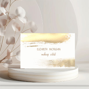 Modern Elegant Faux Gold Foil Brush Stroke,White Business Card