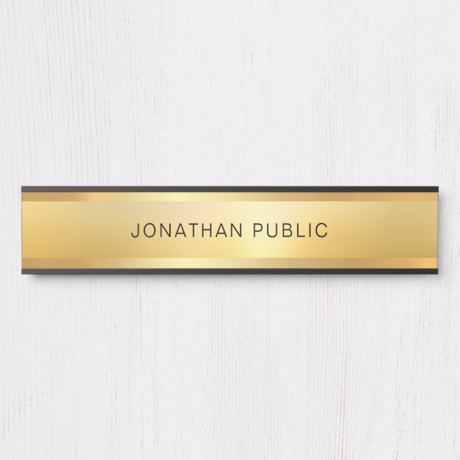 Modern Elegant Faux Gold Glamourous Trendy Templat Door Sign (Front)
