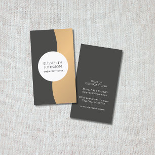 Modern Elegant Faux Gold Grey Yoga Instructor Business Card