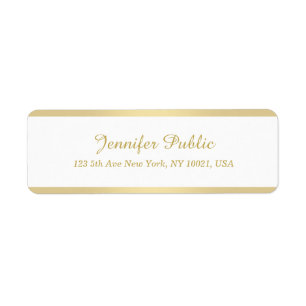 Modern Elegant Faux Gold Hand Script Template Return Address Label
