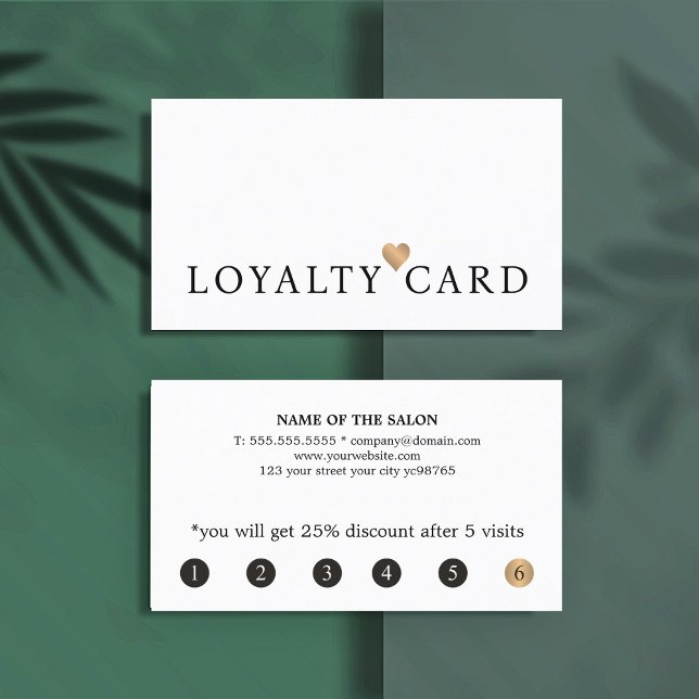 Modern Elegant Faux Gold Heart Beauty Loyalty Card (Creator Uploaded)