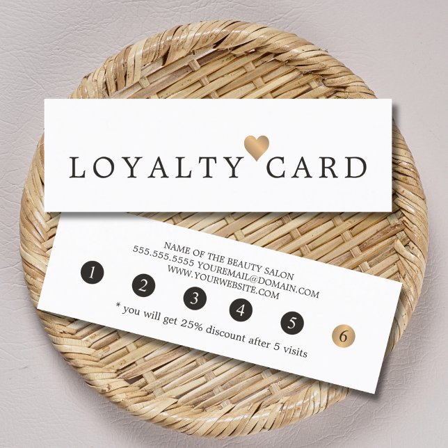 Modern Elegant Faux Gold Heart Beauty Loyalty Card (Creator Uploaded)