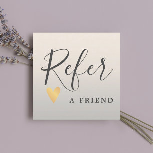 Modern Elegant Faux Gold Heart Beauty Referral Card