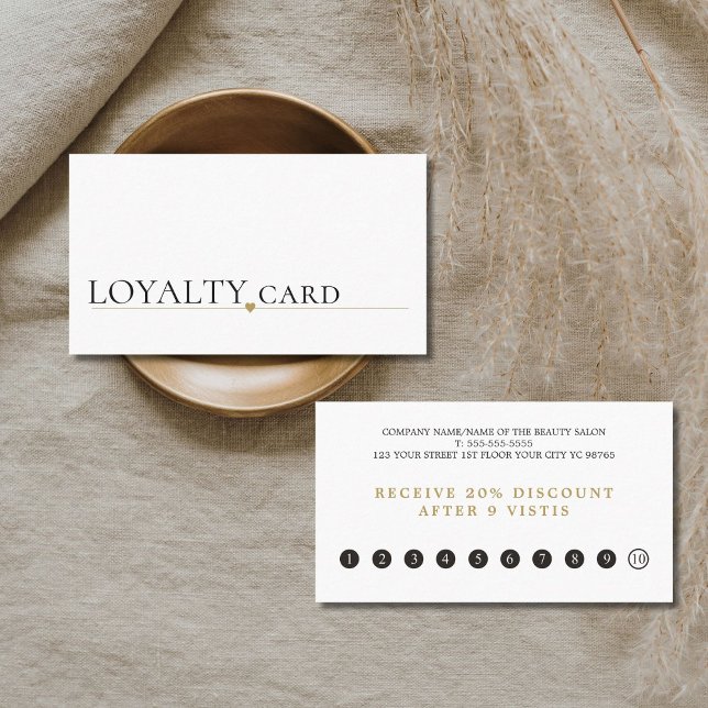 Modern Elegant Faux Gold Heart Line Beauty Loyalty Card (Creator Uploaded)