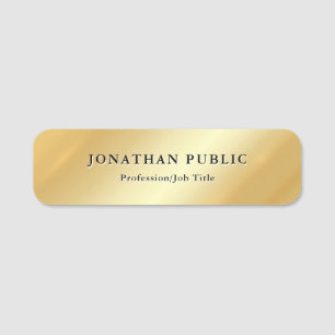 Modern Elegant Faux Gold Metallic Look Custom Name Tag