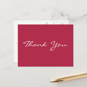 Modern Elegant Faux Gold Script Magenta Thank You Postcard