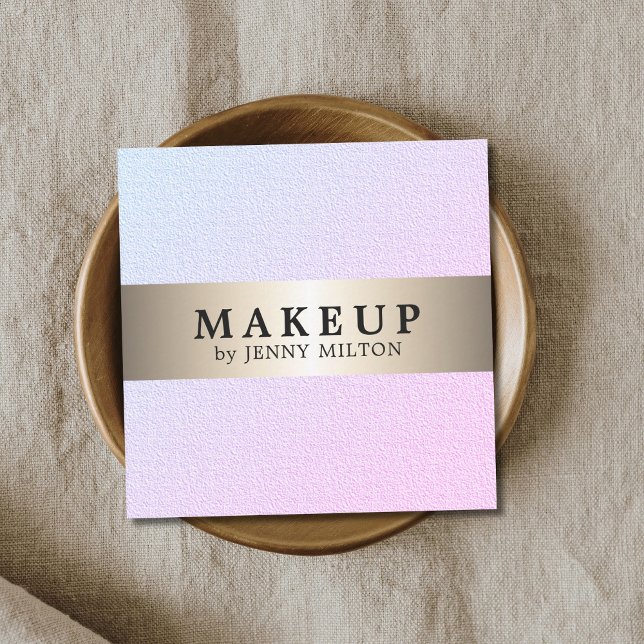 Modern Elegant Faux Gold Stripe Makeup Artist Square Business Card (Creator Uploaded)