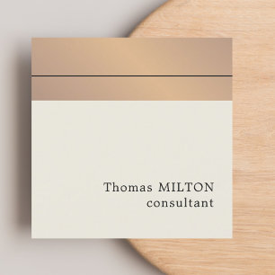 Modern Elegant Faux Gold Stripes Consultant Square Business Card